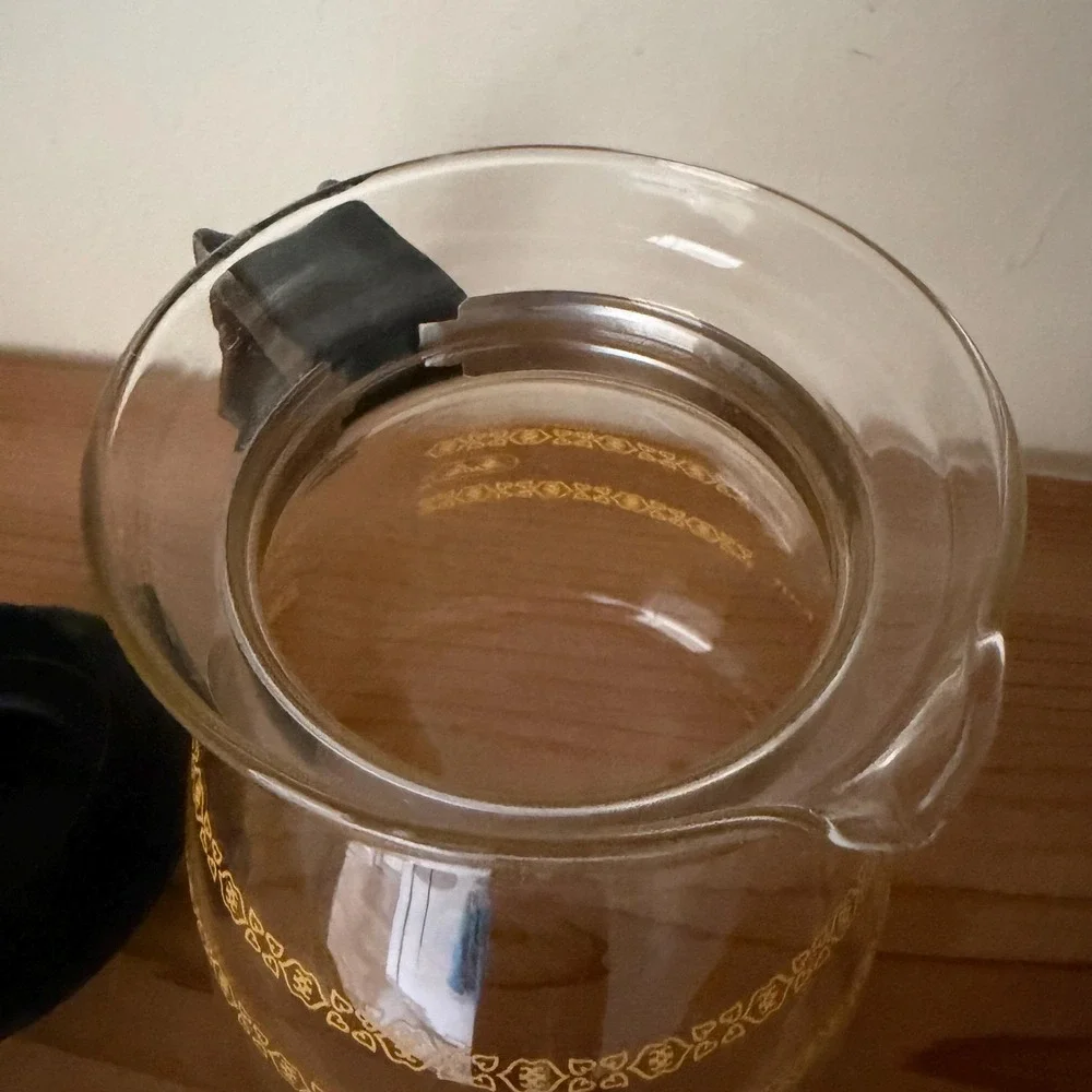 Vintage Melitta Corning Glass Coffee Carafe‎ Gold Floral MCM Replacement
